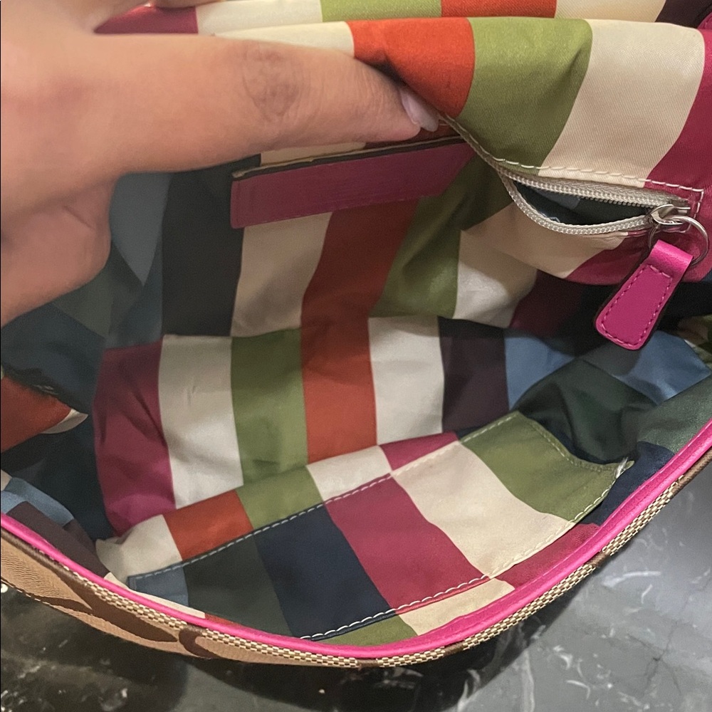 Coach Willis Pink & Brown 70th Anniversary Crossbody In Leather & Signature - Picture 8 of 13
